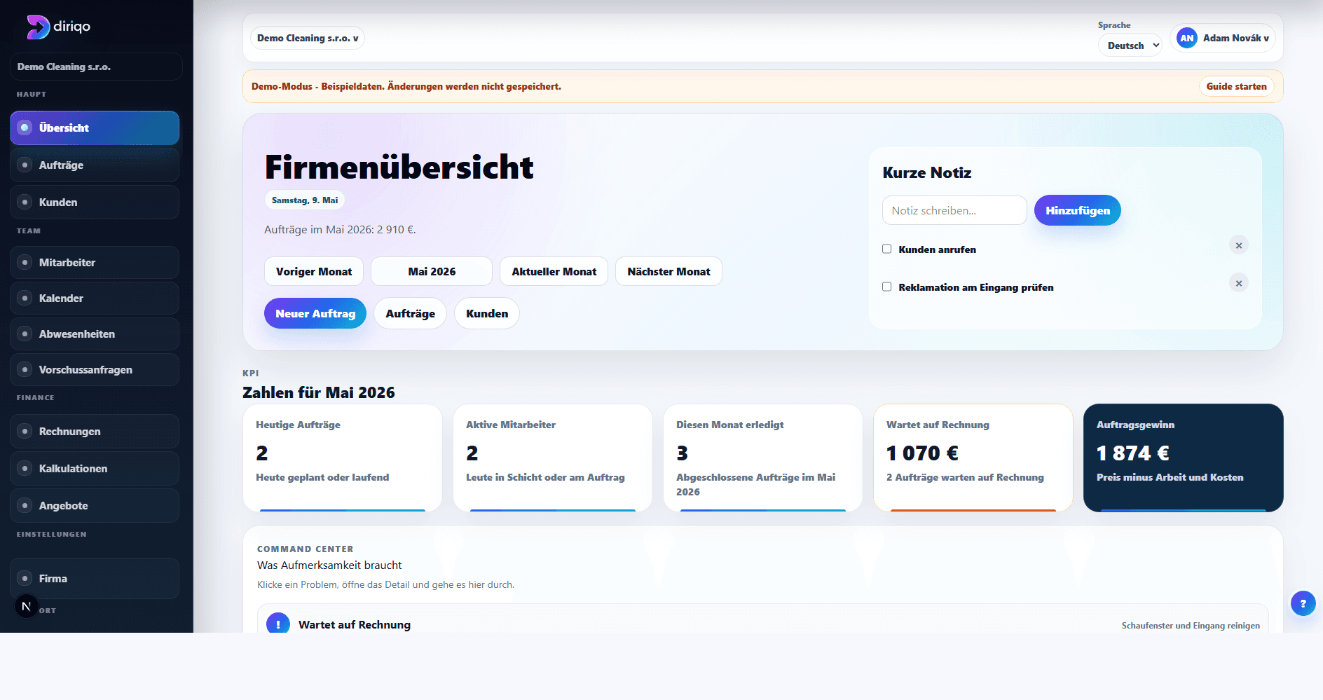 Auftragsübersicht
